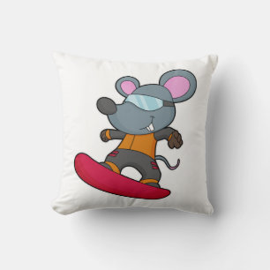 Almofada Rato como Snowboarder com Snowboard
