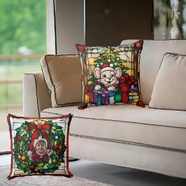 Almofada Rato de Natal em Presentes Vidro Corado Falso