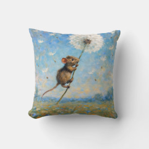 Almofada Rato flutuando em um Dandelion Fluffy