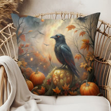 Raven e Pumpkin - Decor de outono Escuro