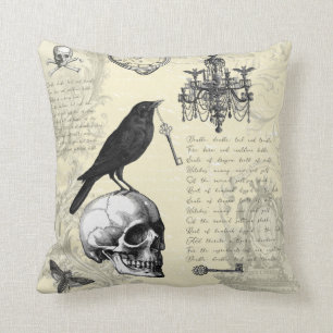 Almofada Raven Skull e Chandelier Gothic Halloween
