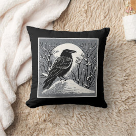 Almofada Raven: Talkeetna, Alasca preto e branco
