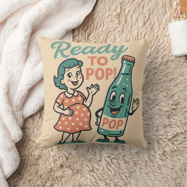 Almofada Ready to Pop Retro 1950s Maternity Baby Shower  (Cobertor)