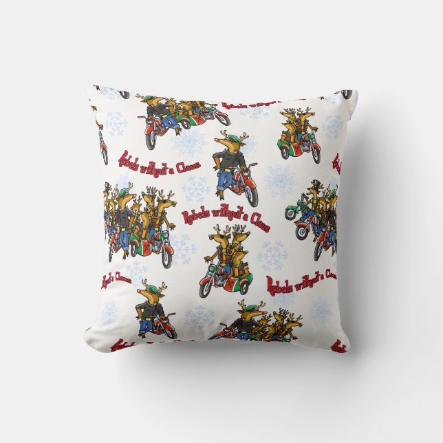 Almofada Rebeldes sem Feriado Silver Reindeer Claus (Frente)