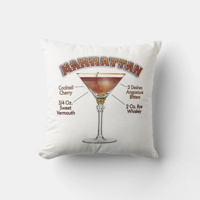 Almofada Receita de Manhattan Cocktail Arte (Frente)