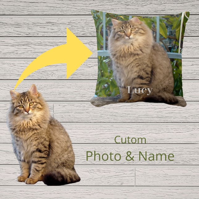 Almofada Recordação Personalizada de Foto e Nome de Pet (Criador carregado)