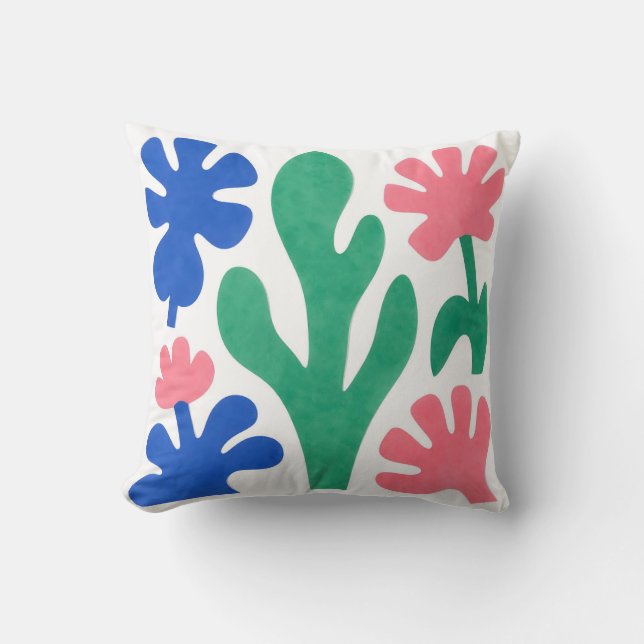 Almofada Recortes Florais em Estilo Matisse Ousado (Frente)