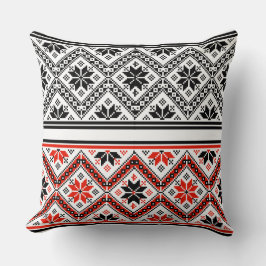 Almofada Red and Black Folk Art Geometric Pattern Throw