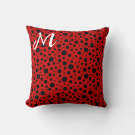 Almofada Red and black polka dots funny ladybug