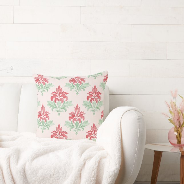 Almofada Red and Green Grandmillennial Christmas Damask (Sofá)