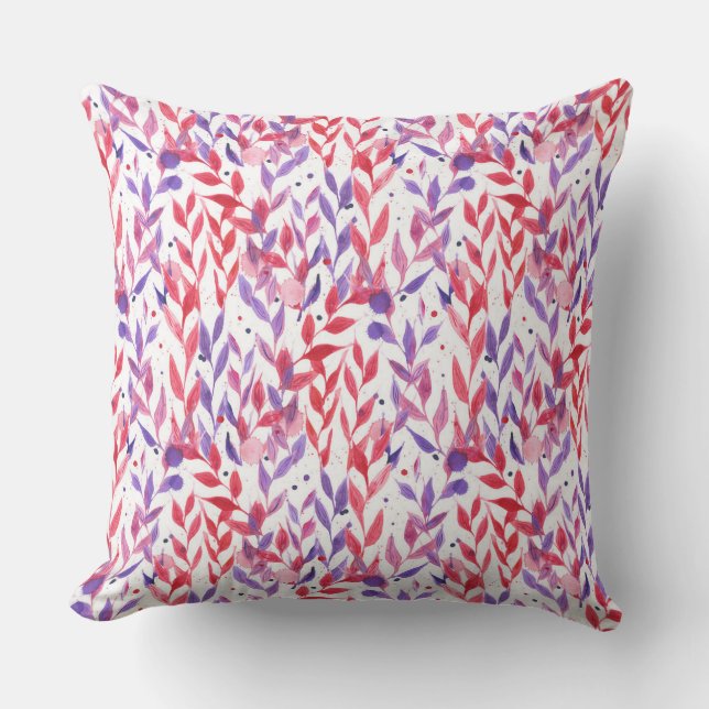 Almofada Red and Purple Palm Leaves (Frente)