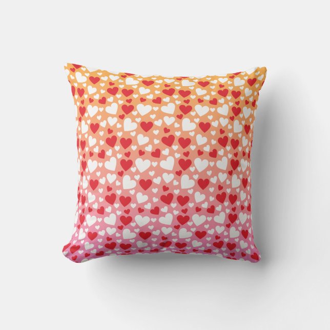 Almofada Red and White Hearts Pattern Throw Pillow (Frente)