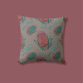 Almofada Red Banksia Watercolor - Flor Nativo Australiano