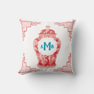 Almofada Red Chinoiserie Ginger Jar Monograma