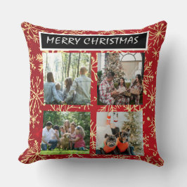 Almofada Red Christmas Patterns 4 Photo Collage