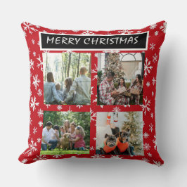 Almofada Red Christmas Patterns 4 Photo Collage