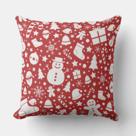 Almofada Red Christmas Pillow with Holiday Symbols