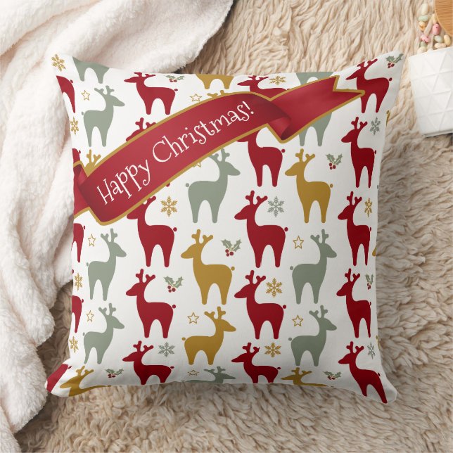 Almofada Red Christmas Reindeer Pattern#12 ID1009 (Cobertor)