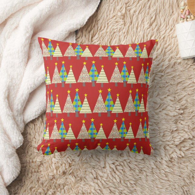Almofada Red Christmas Trees Pattern  (Cobertor)