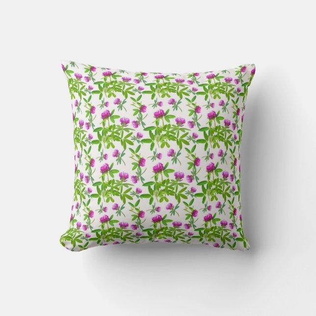 Almofada Red Clovers on White (Frente)