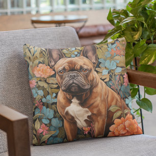 Almofada Red Coated French Bulldog Frenchie em um jardim