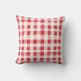 Almofada Red Cream Plaid Stripes Birthday