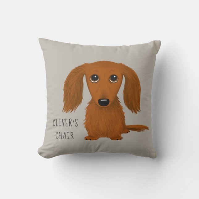 Almofada Red Dachshund| Doxie Cute Personalizado (Frente)