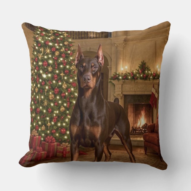 Almofada Red Doberman Holiday  (Frente)