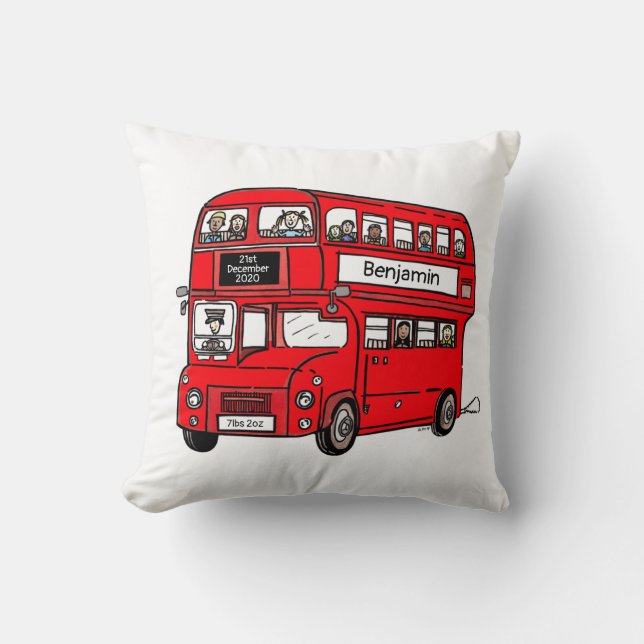 Almofada Red Double Decker London Bus Newborn Gift (Frente)