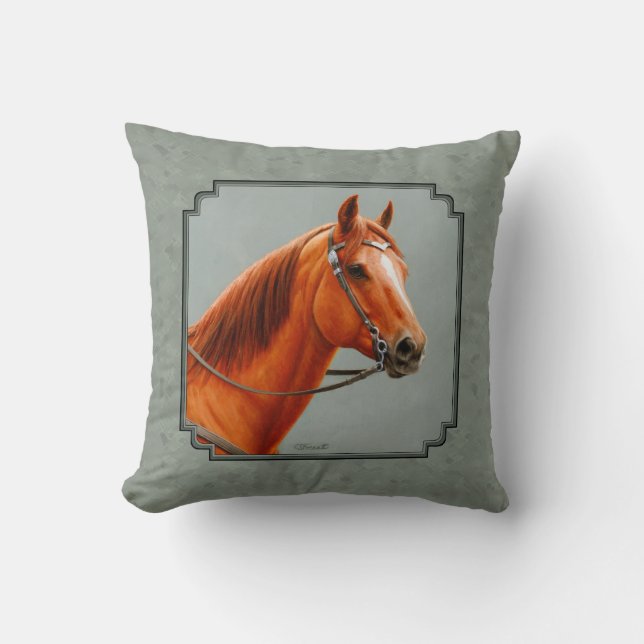 Almofada Red Dun Chestnut Sorrel Western Quarter Horse (Frente)