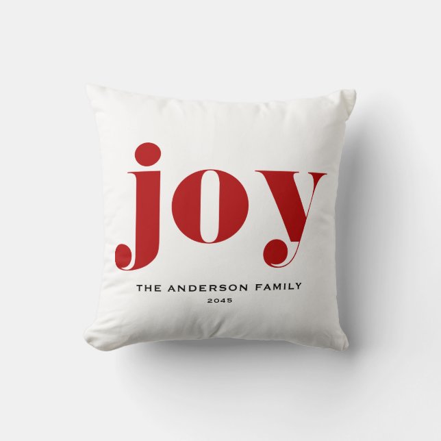 Almofada Red JOY Bold Typografia Moderna Natal (Frente)