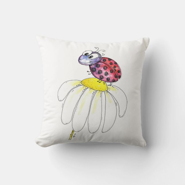 Almofada Red Ladybug branco-branco (Frente)