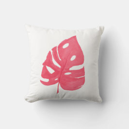 Almofada Red Monstera leaf printed throw pillow