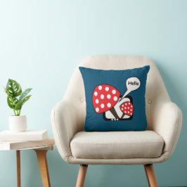 Almofada Red Mushroom Dizendo Olá Da Televisão