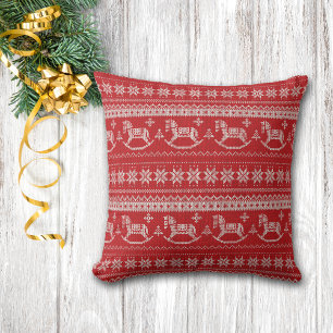 Almofada Red Nordic Style Rocking Horse Christmas