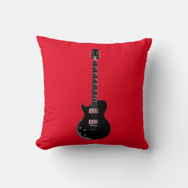 Almofada Red Orange Black Pop Art Electric Guitar (Frente)