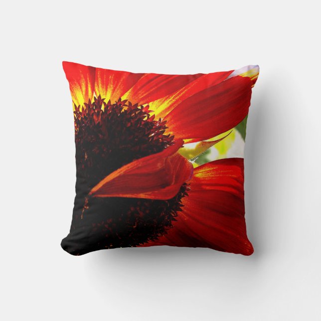 Almofada Red Orange Gerbera Daisy Foto Modern Bold Na moda (Frente)