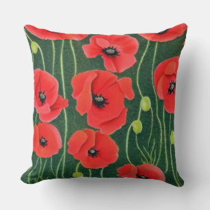 Almofada Red Oriental Poppy Floral