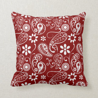 Almofada Red Paisley Escuro; Floral
