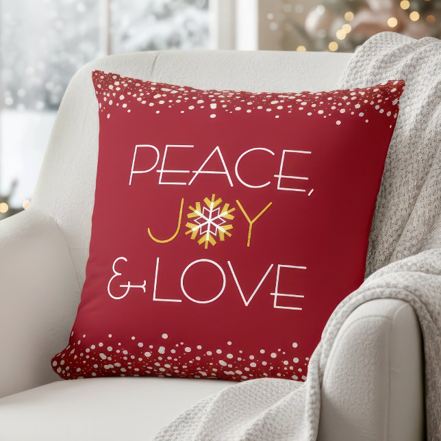 Almofada Red Peace Joy Love Holiday Snowflake Bold Modern (Criador carregado)