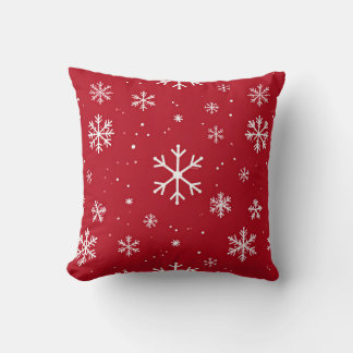 Almofada Red pillow with white snowflake pattern