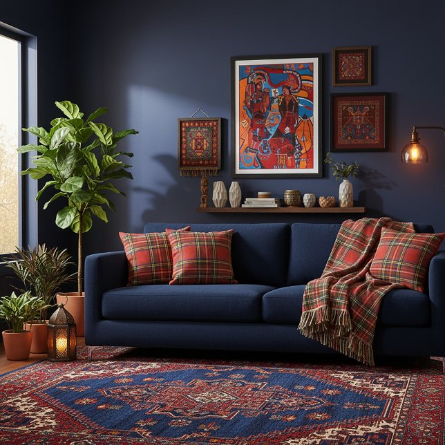 Almofada Red Plaid Throw Pillow (Criador carregado)