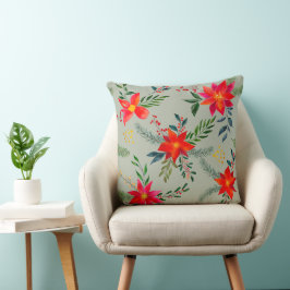 Almofada Red Poinsettia Christmas Floral