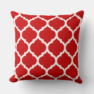 Almofada Red Quatrefoil - padrão de treliça marroquina