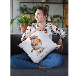 Almofada Red Robin Natal, personalizável