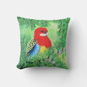Almofada Red Rosella Bird Painting