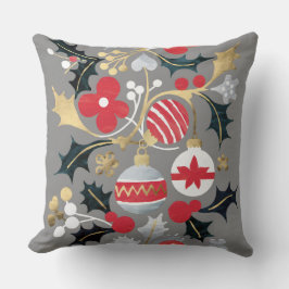 Almofada Red Silver de Férias Modernas e Ornamentos Dourado