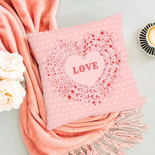 Almofada Red Sparkles Namorados Heart Text Love (Criador carregado)