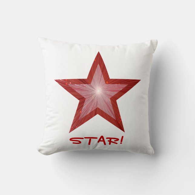Almofada Red Star 'STAR' branco quadrado travesseiro decora (Frente)