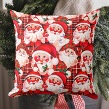 Red Vintage Santa Claus Tartan Xadrez Natal